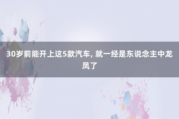 30岁前能开上这5款汽车, 就一经是东说念主中龙凤了