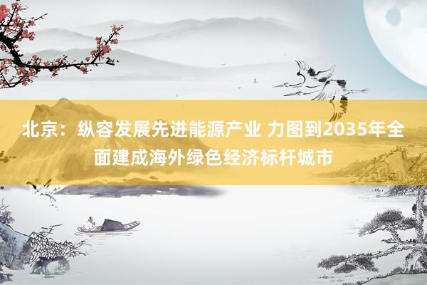 北京：纵容发展先进能源产业 力图到2035年全面建成海外绿色经济标杆城市