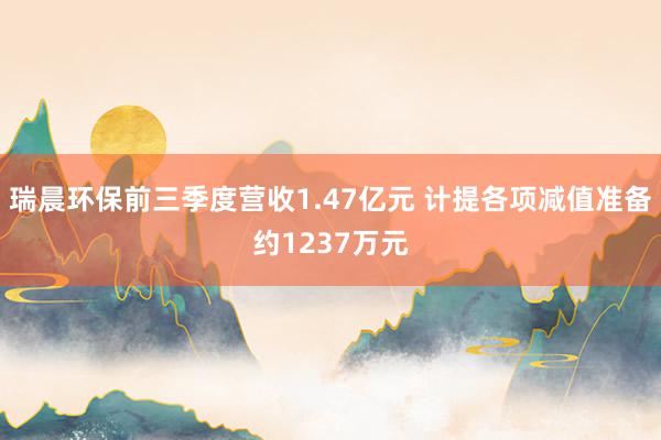 瑞晨环保前三季度营收1.47亿元 计提各项减值准备约1237万元