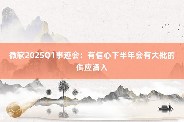 微软2025Q1事迹会：有信心下半年会有大批的供应涌入