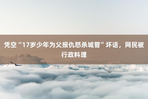 凭空“17岁少年为父报仇怒杀城管”坏话，网民被行政料理